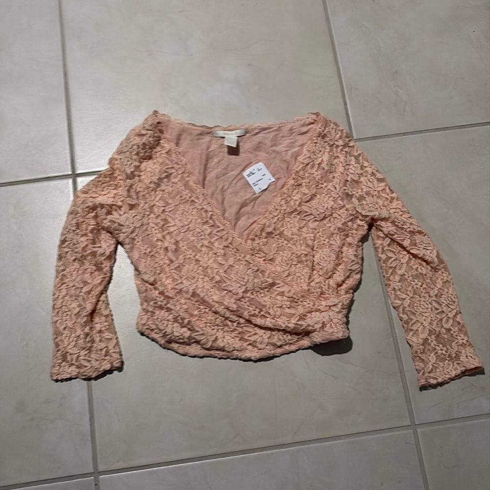 NWT large forever 21 pink lace crop top 837